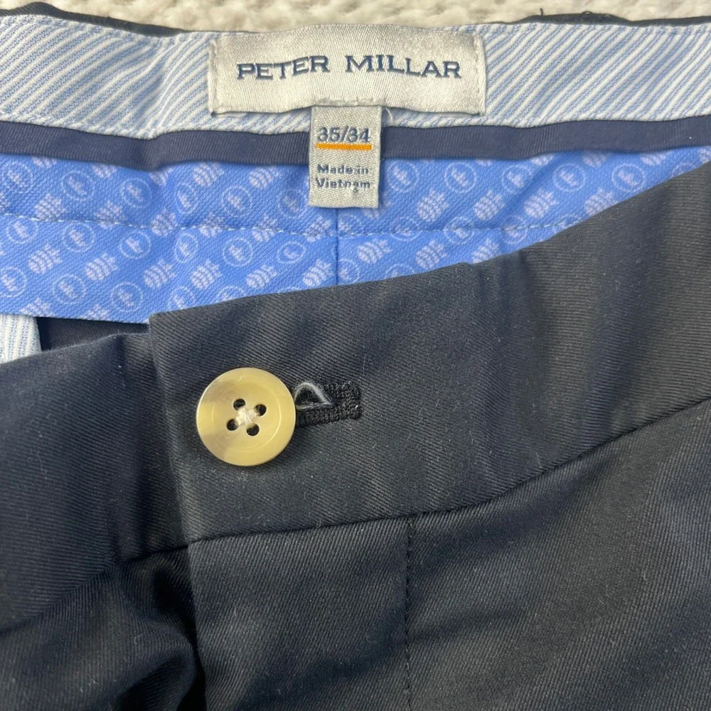 Peter Millar‎ E Performance Pants Mens 35/34 Navy Blue Golf Trousers Polyester